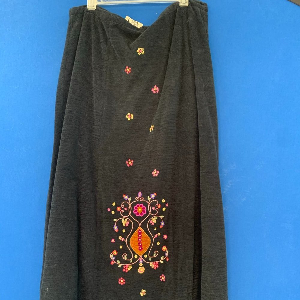 April Cornell  Black Skirt Embroidered Maxi